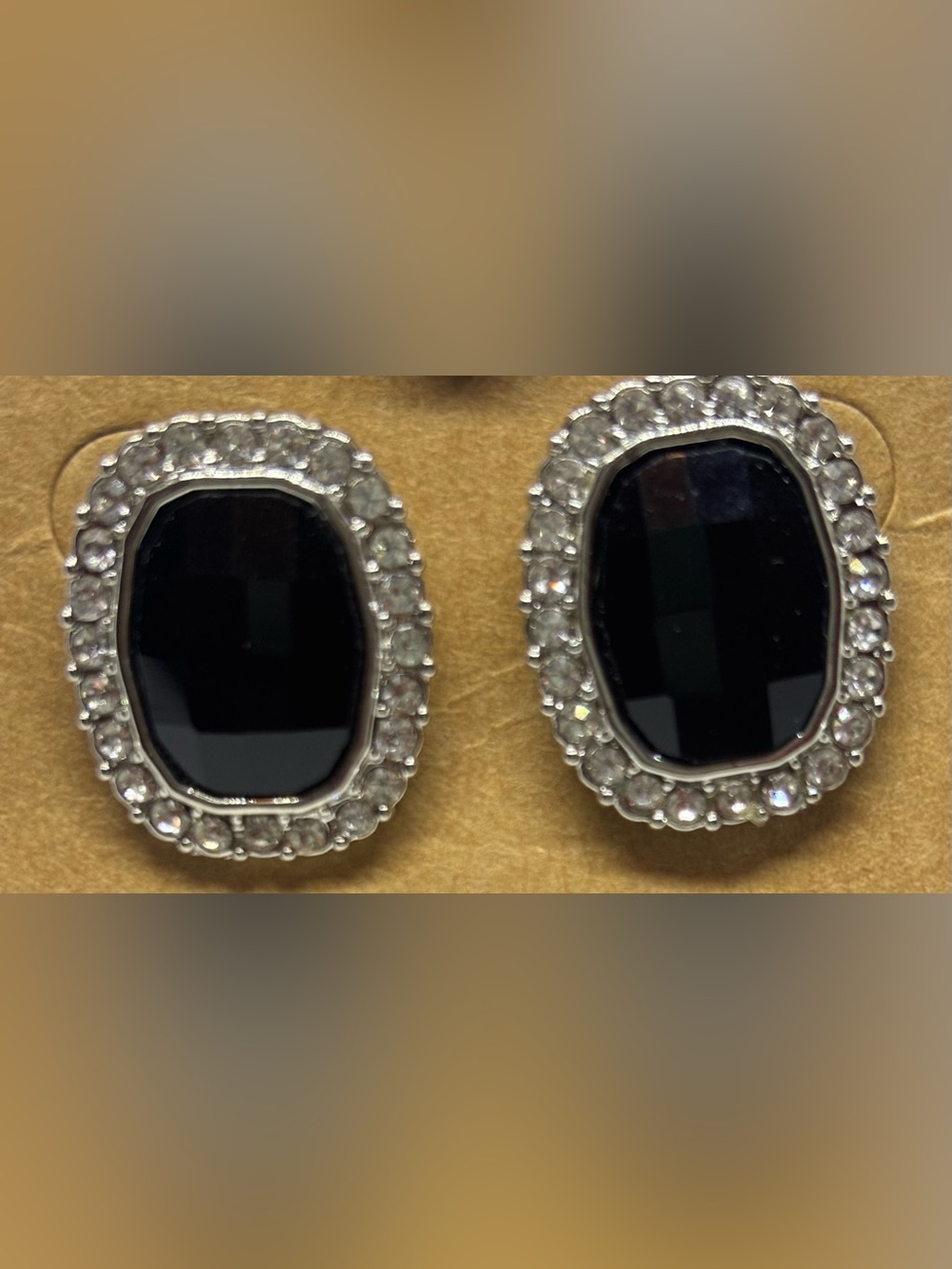Classic Black Crystal Halo Stud Earrings - Women Jewelry